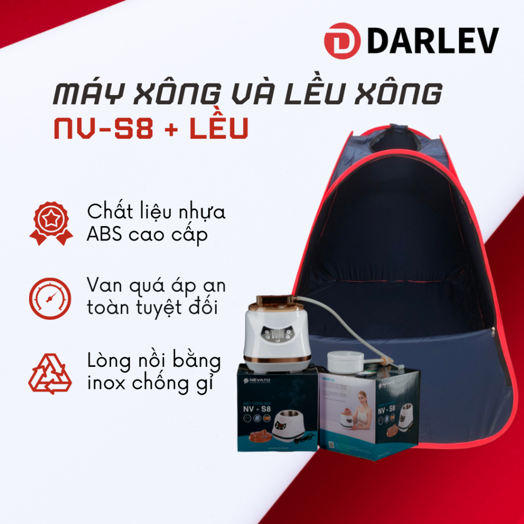 Lều Xông Hơi Tự Bung Và Nồi Xông Hơi Nevato NV-S8 Khử Trùng Cơ Thể Tặng 1 Túi Lá Xông
