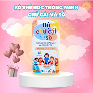 Bộ 42 Thẻ Học Giúp Bé Nhận Biết Chữ Cái ,Dấu Và Số Học