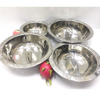 Nồi lẩu Vành Hoa Văn 2 Ngăn Nấu Bếp Từ Sang Trọng Inox Cao Cấp.