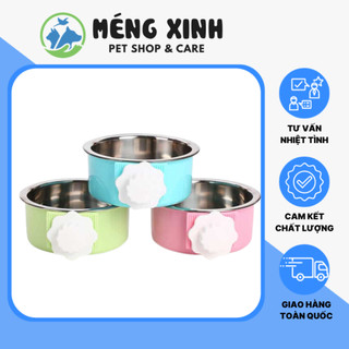 Bát ăn gắn chuồng cho chó mèo hình tròn - méng xinh
