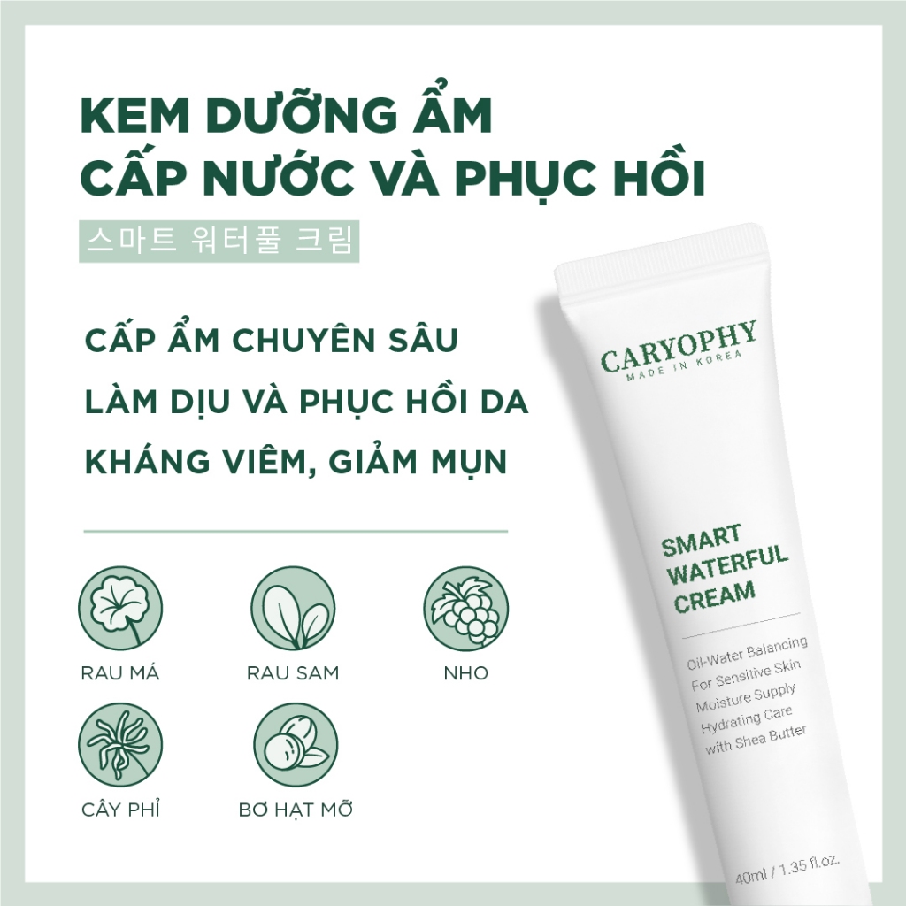 Serum mụn 10ml và Kem dưỡng waterful 40ml Caryophy