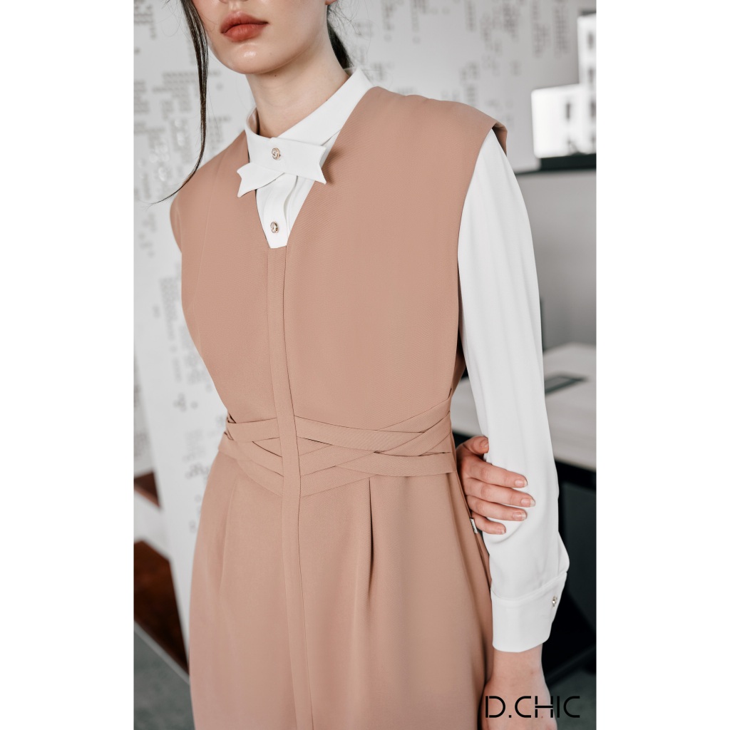 Áo sơ mi dài tay cổ tàu cách điệu D.CHIC MS: 1812354