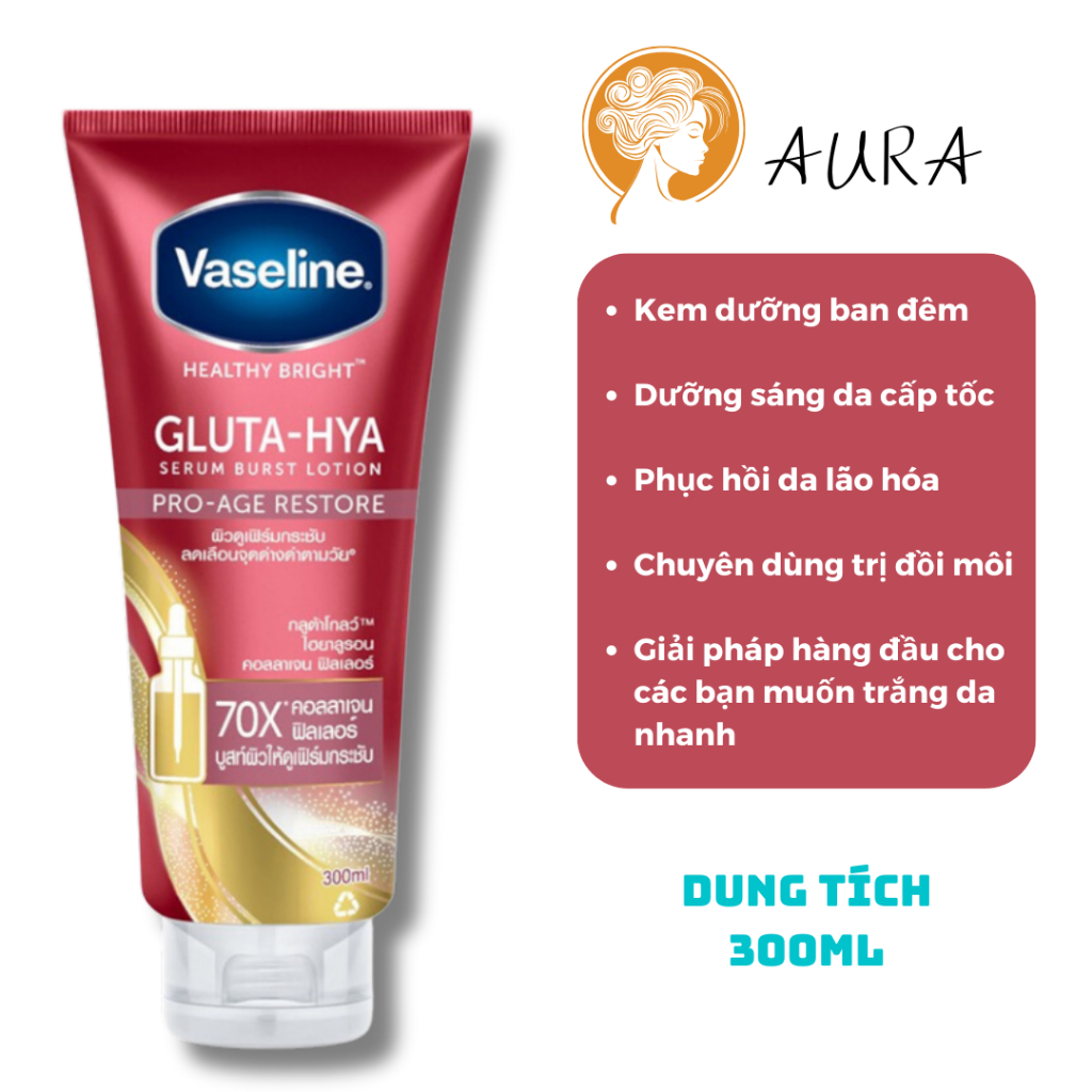 Sữa Dưỡng Thể Vaseline 10X Ban Ngày Và Ban Đêm, Vaseline Healthy Bright Gluta HYA Serum Hàng Thái Lan