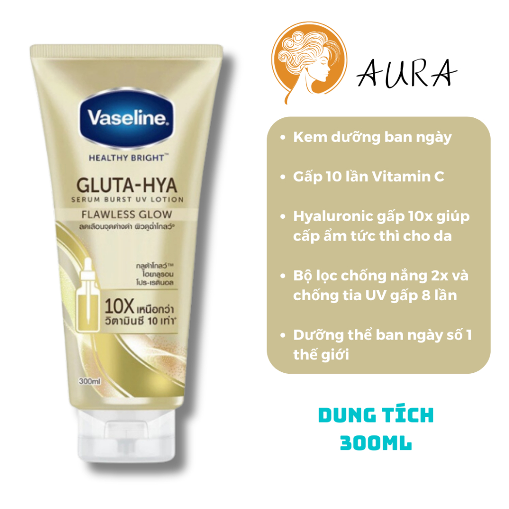 Sữa Dưỡng Thể Vaseline 10X Ban Ngày Và Ban Đêm, Vaseline Healthy Bright Gluta HYA Serum Hàng Thái Lan