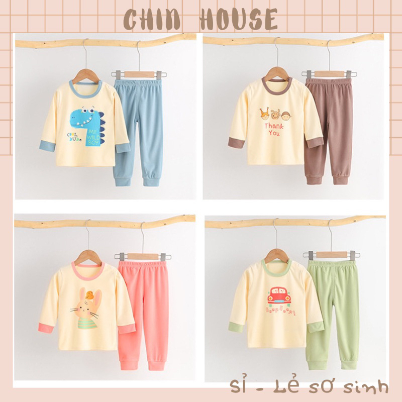BỘ DÀI TAY THUN LẠNH MINKY MOM CỔ TRÒN IN HÌNH THÚ ĐÁNG YÊU CHO BÉ