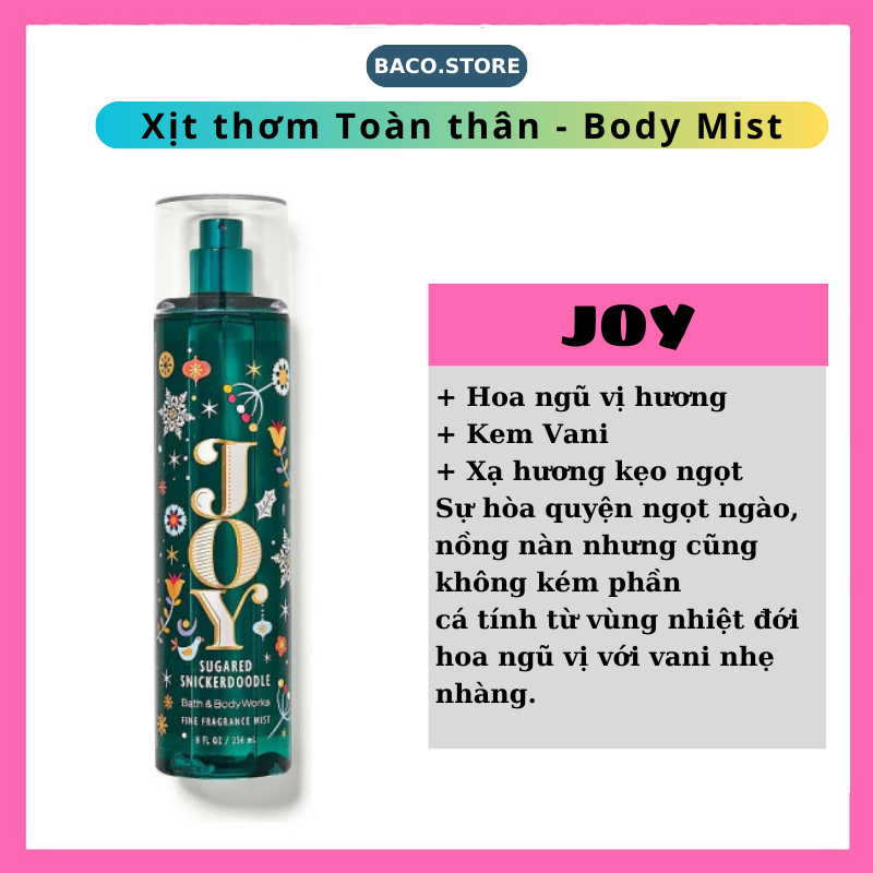 Bodymist Xịt thơm toàn thân JOY 236ml hương ngọt cá tính