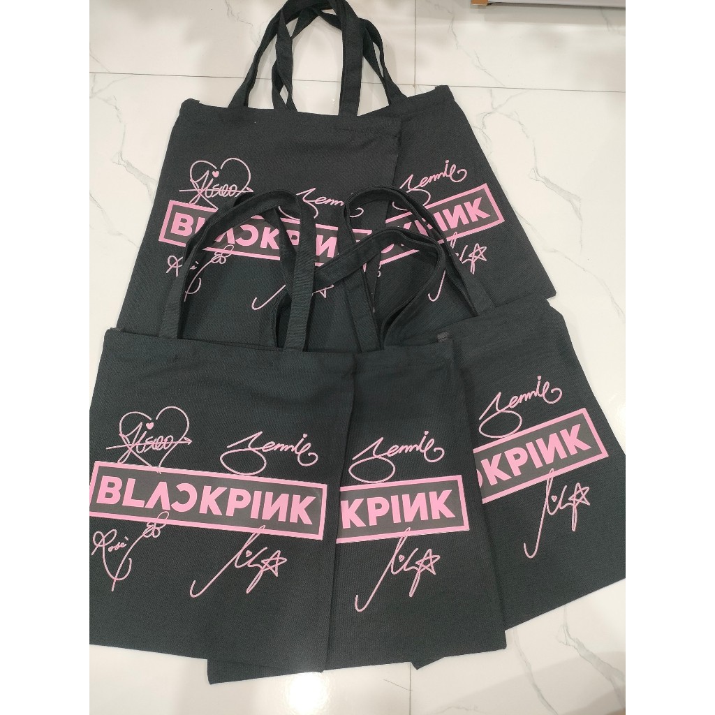TÚI XÁCH BLACKPINK CANVAS IN HÌNH CHỬ KÝ CỰC ĐẸP