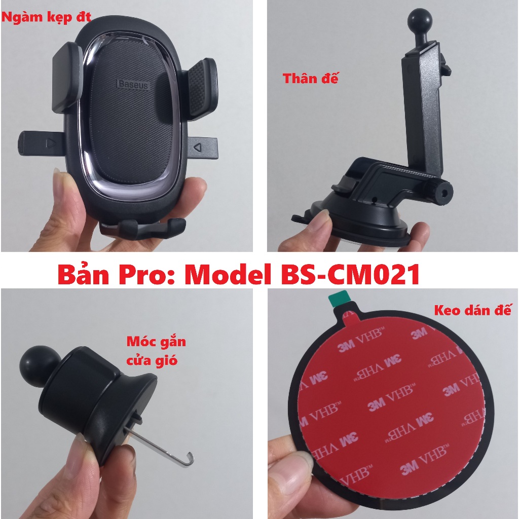 Giá đỡ điện thoại hút chân không dán táp lô dán kính ô tô Baseus UltraControl Lite BS-CM022 bản Pro CM021