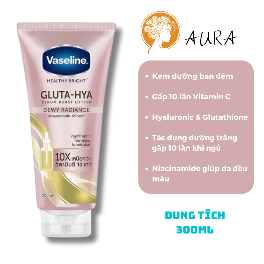 Sữa Dưỡng Thể Vaseline 10X Ban Ngày Và Ban Đêm, Vaseline Healthy Bright Gluta HYA Serum Hàng Thái Lan