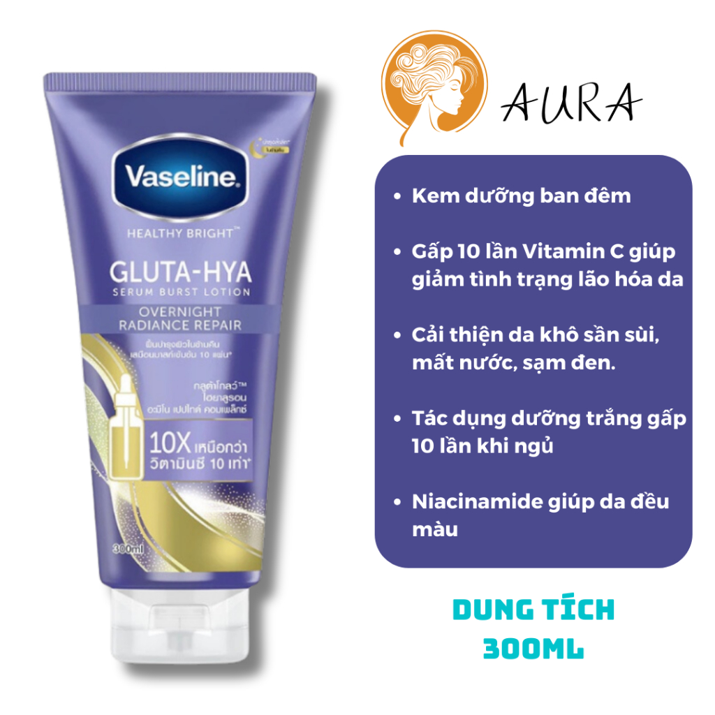 Sữa Dưỡng Thể Vaseline 10X Ban Ngày Và Ban Đêm, Vaseline Healthy Bright Gluta HYA Serum Hàng Thái Lan