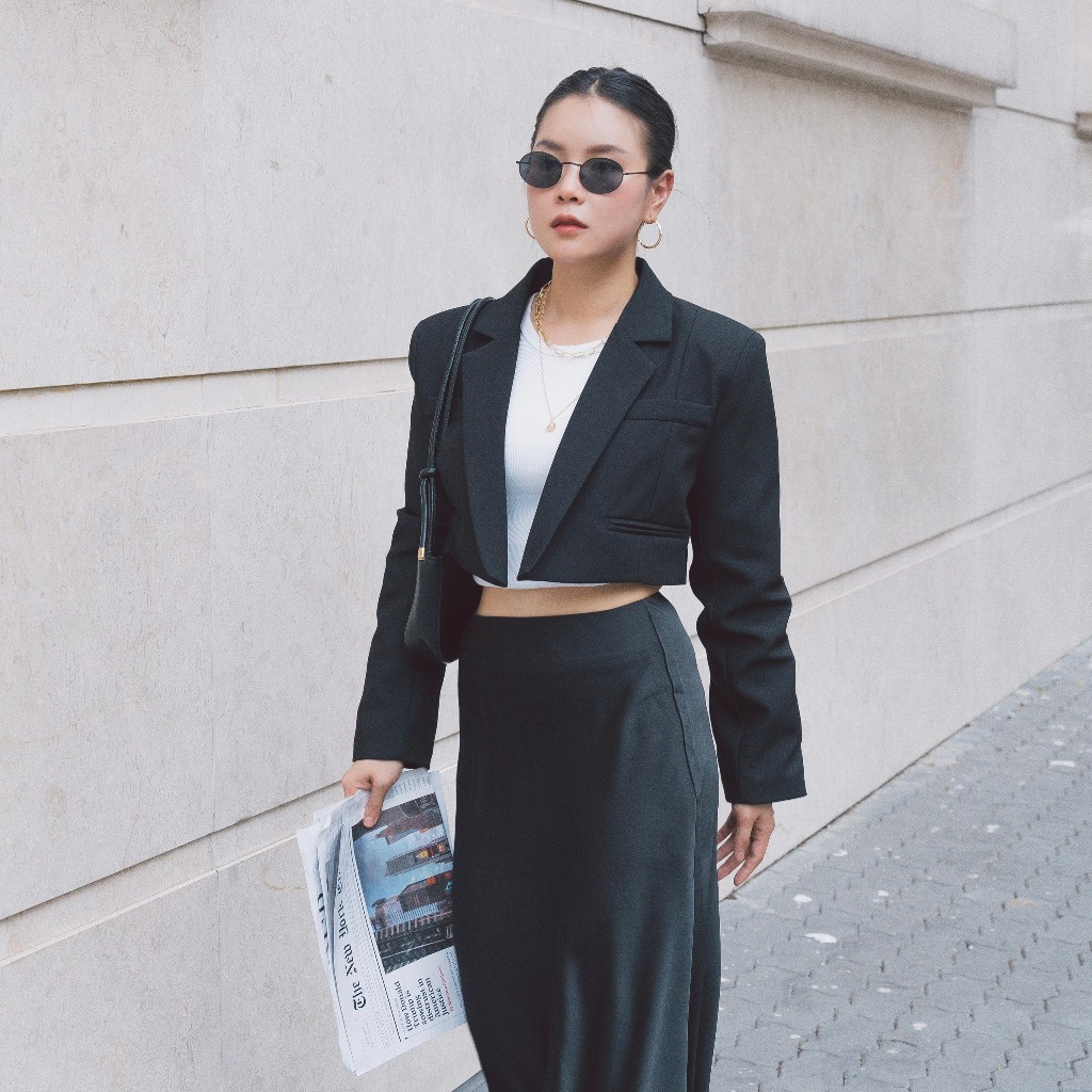 Blazer croptop dài tay nhà MEO