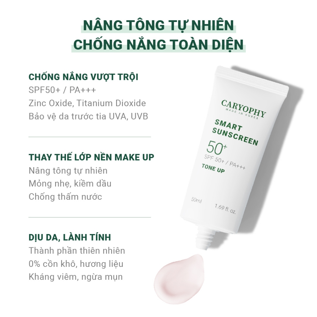 Combo 2 tuýp Kem chống nắng Caryophy Smart SunScreen fullsize 50ml