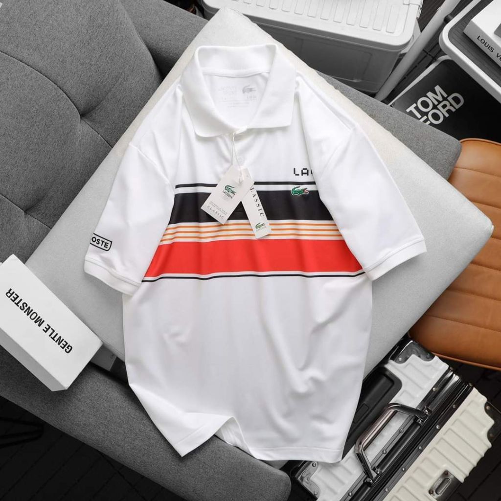 Áo polo Nam Lacoste Mã LC09 Mẫu áo thun nam đẹp cao cấp chất thun cá sấu Poly mềm mịn mát, phối sọc tinh tế