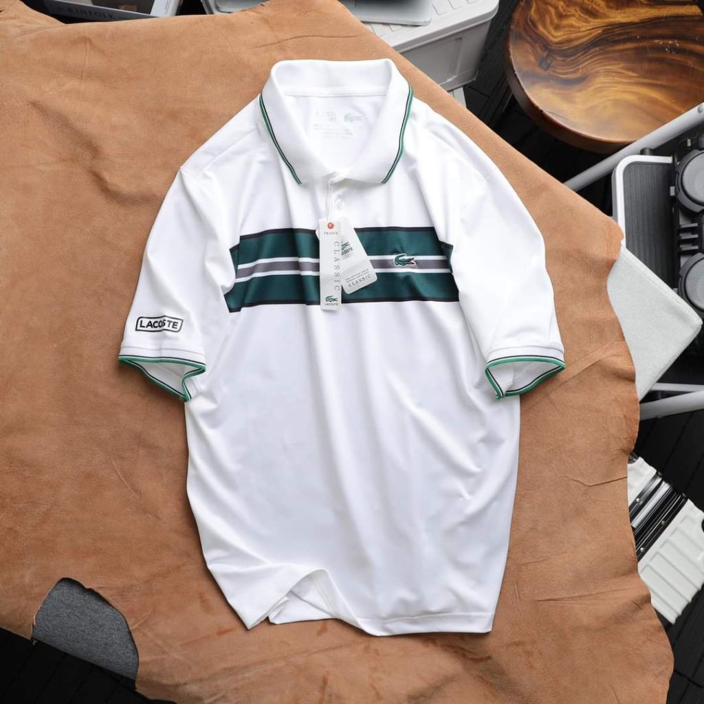 Áo polo Nam Lacoste Mã LC09 Mẫu áo thun nam đẹp cao cấp chất thun cá sấu Poly mềm mịn mát, phối sọc tinh tế