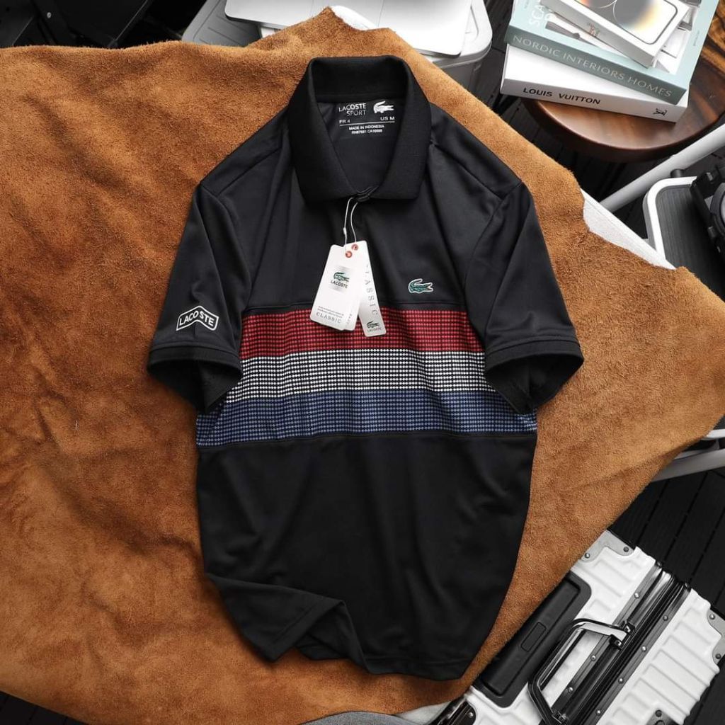 Áo polo Nam Lacoste Mã LC09 Mẫu áo thun nam đẹp cao cấp chất thun cá sấu Poly mềm mịn mát, phối sọc tinh tế