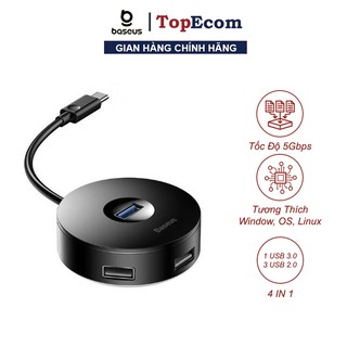 Bộ Chuyển Đổi Baseus Round Box HUB Adapter Type-C Hoặc USB3.0 To USB3.0*1 + USB2.0*3 Cho Macbook Pro Air