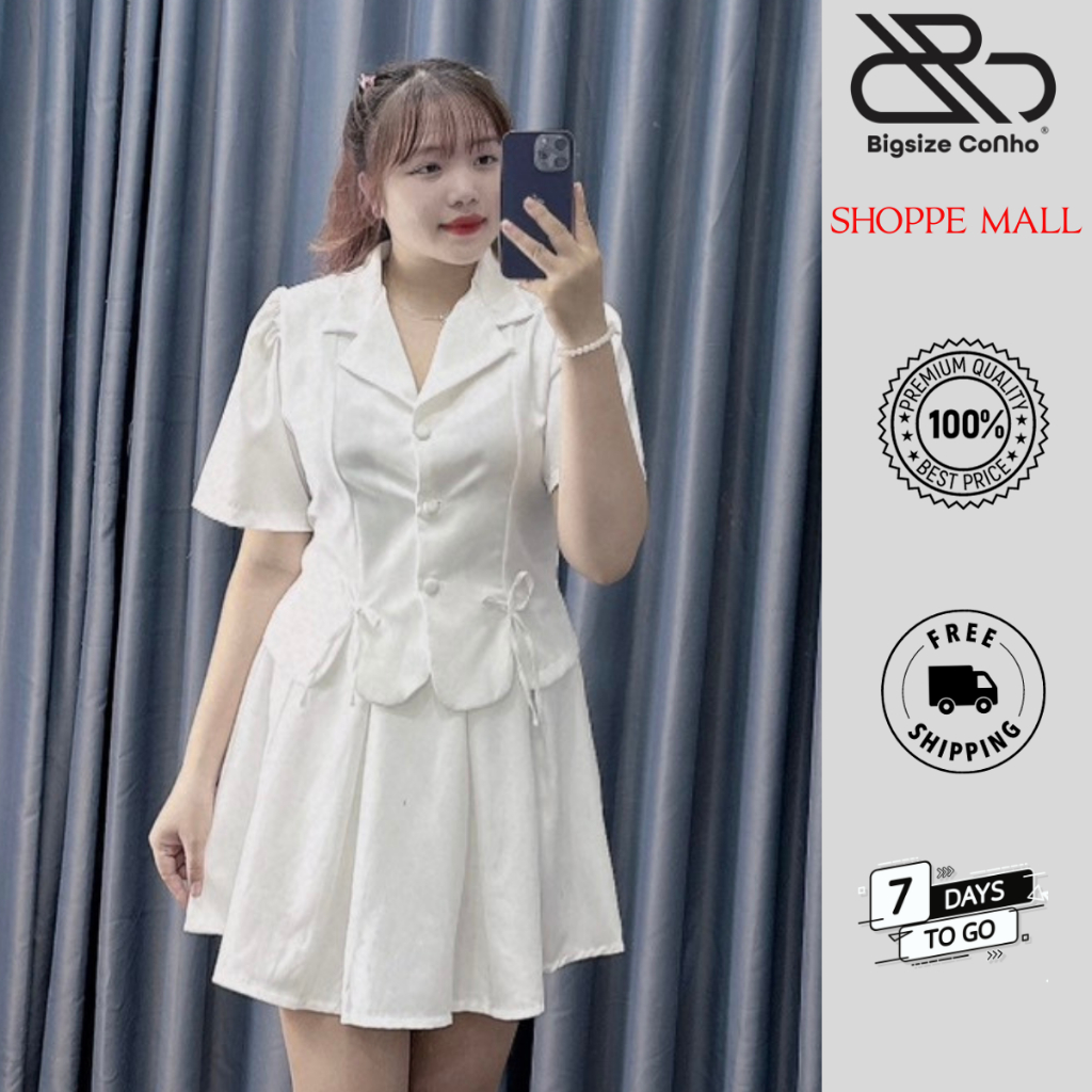 Set bộ vest phối chân váy xếp ly bigsize nữ chất cotton lạnh mềm mịn nút bọc xịn dáng coptop - SET72