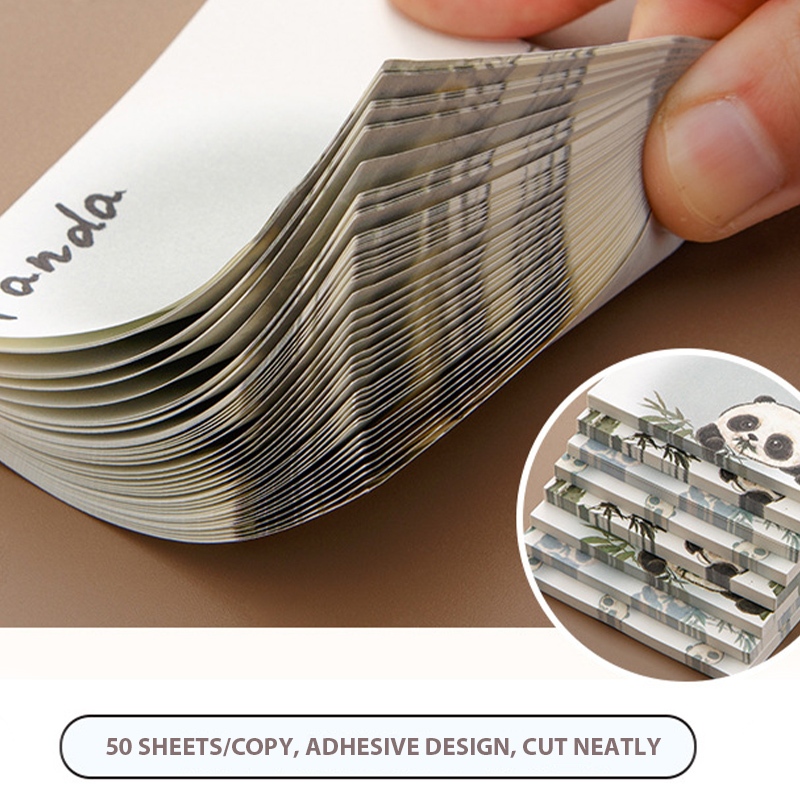 Ballteset💜Set 50 Tờ Giấy Ghi Chú Hình Gấu Trúc Dễ Thương