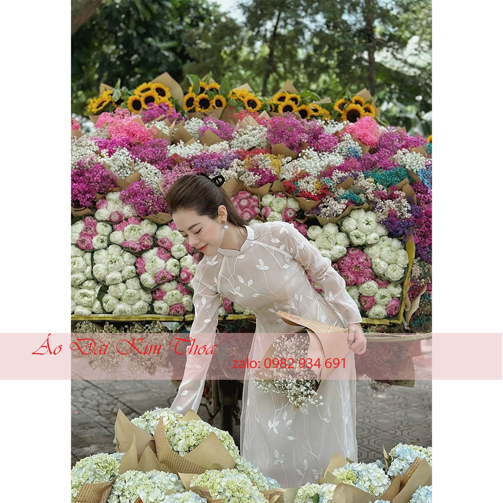 Áo Dài Cách Tân Nữ Hoa Thêu Thủ Công AD40