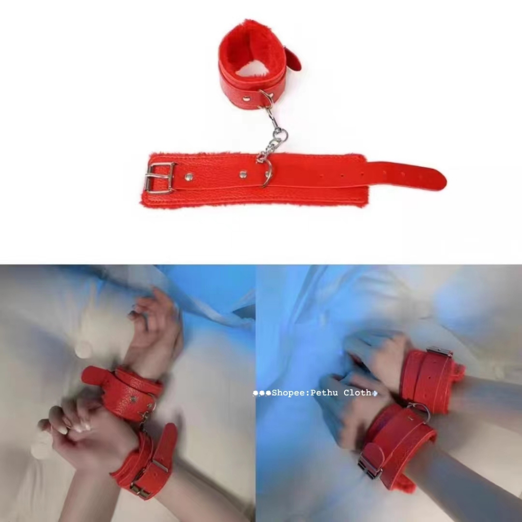 ( Q1,HCM）Vòng Đeo Tay Da Giả Lót Lông Ấm Áp Hóa Trang Cho Nam Nữ đen + hồng + đỏ--PU