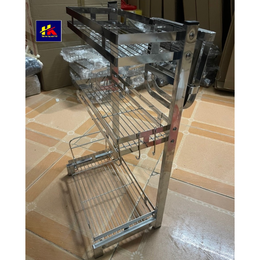 Kệ đựng gia vị inox 2 tầng 3 tầng siêu bền, Kệ để đồ nhà bếp đa năng siêu bền cao cấp