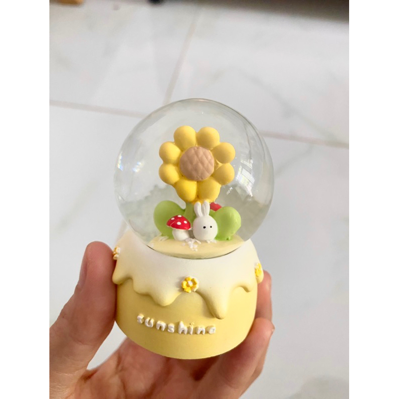 Quả cầu pha lê mini có đèn đổi màu trang trí bàn học, decor nhà cửa hình cây hoa