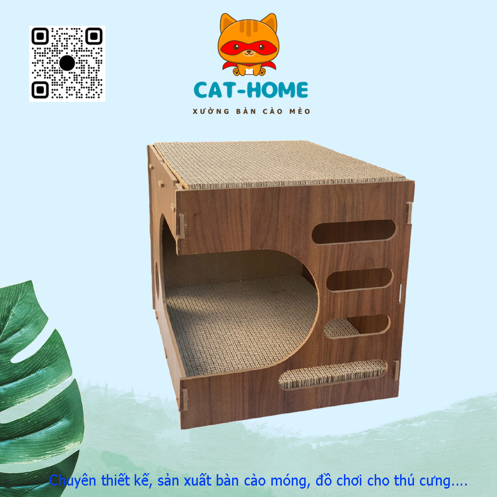 Bàn cào móng cho mèo, bàn cào mèo Lõi thay thế cho nhà gỗ 2 tầng kích thước nhà 42x32x32