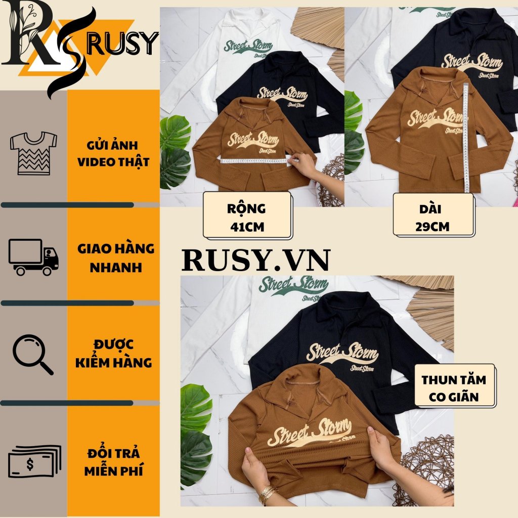 Áo Thun Nữ Dài Tay CroptopThun Mềm Mại Cao Cấp RUSY