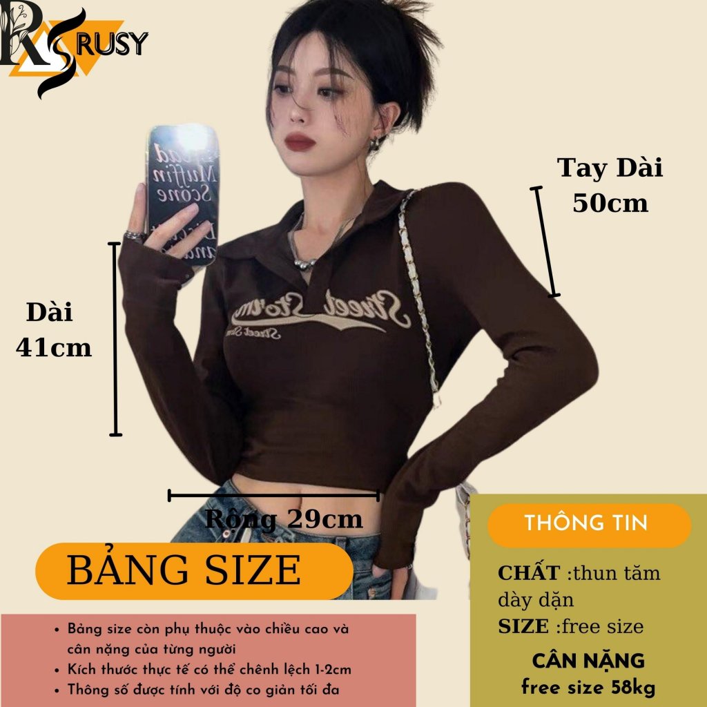 Áo Thun Nữ Dài Tay CroptopThun Mềm Mại Cao Cấp RUSY