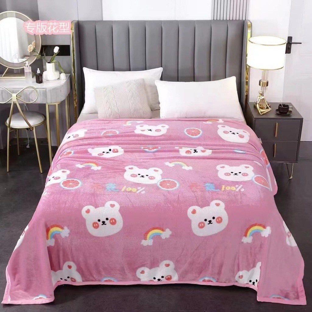 Chăn lông tuyết sữa hàn quốc in hình siêu đẹp siêu mềm mịn