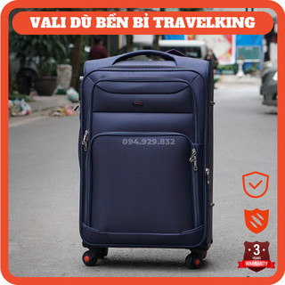 Vali vải dù bền bỉ travelking 033 màu navy, đen size 20" 24" 28"
