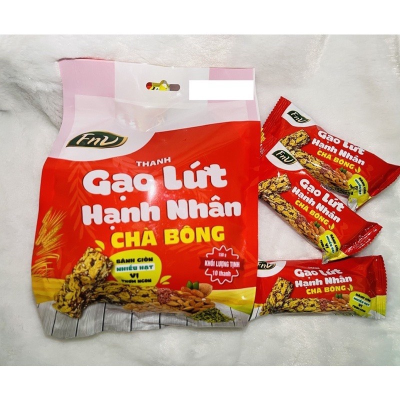 Thanh gạo lứt hạnh nhân chà bông và hạt óc chó rong biển 1 bịch 10 gói