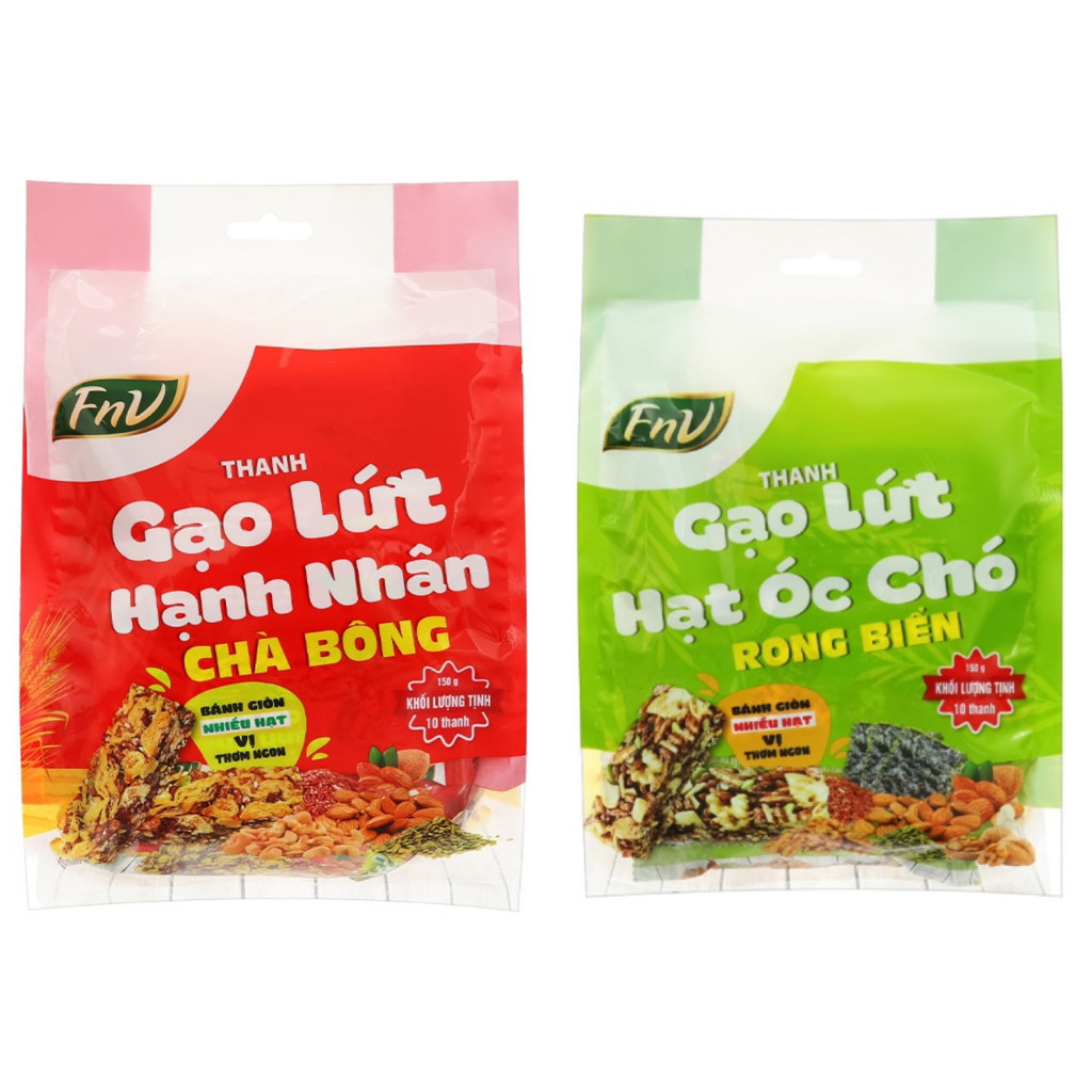 Thanh gạo lứt hạnh nhân chà bông và hạt óc chó rong biển 1 bịch 10 gói