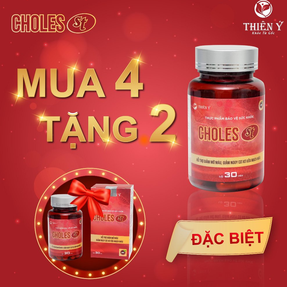 [Mua 4 tặng 2] Viên Uống Choles ST Thiên Ý Hổ Trợ Giảm Mỡ Máu, Giảm Cân, Tăng Cường Giải Độc Gan Hộp 30 Viên Nang