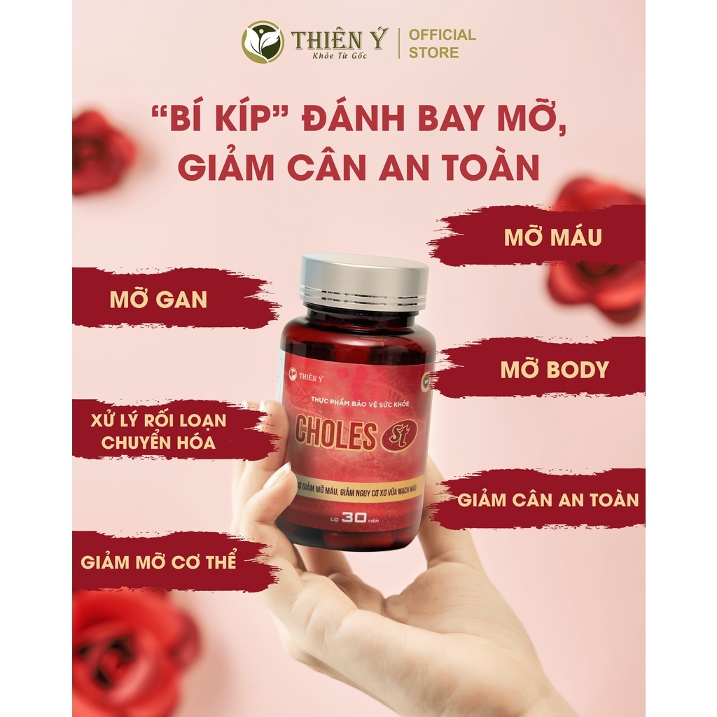 [Mua 4 tặng 2] Viên Uống Choles ST Thiên Ý Hổ Trợ Giảm Mỡ Máu, Giảm Cân, Tăng Cường Giải Độc Gan Hộp 30 Viên Nang