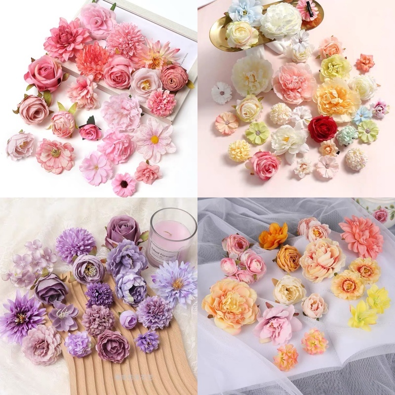 Hoa giả nơ cài tóc mini dùng trang trí hộp quà, tiệc cưới, trang trí tóc cô dâu, nón tốt nghiệp