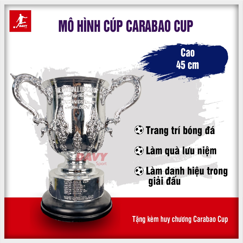 Mô hình CÚP CARABAO CUP cao 45cm decor, sưu tầm bóng đá, trao giải