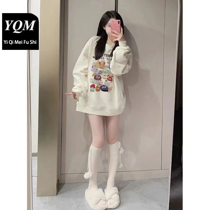 Áo Nữ, Áo Nỉ Nữ Sticker, Áo Sweater Nữ Chất Nỉ Tàu Dày Dặn In Hình 5D Siêu Cute