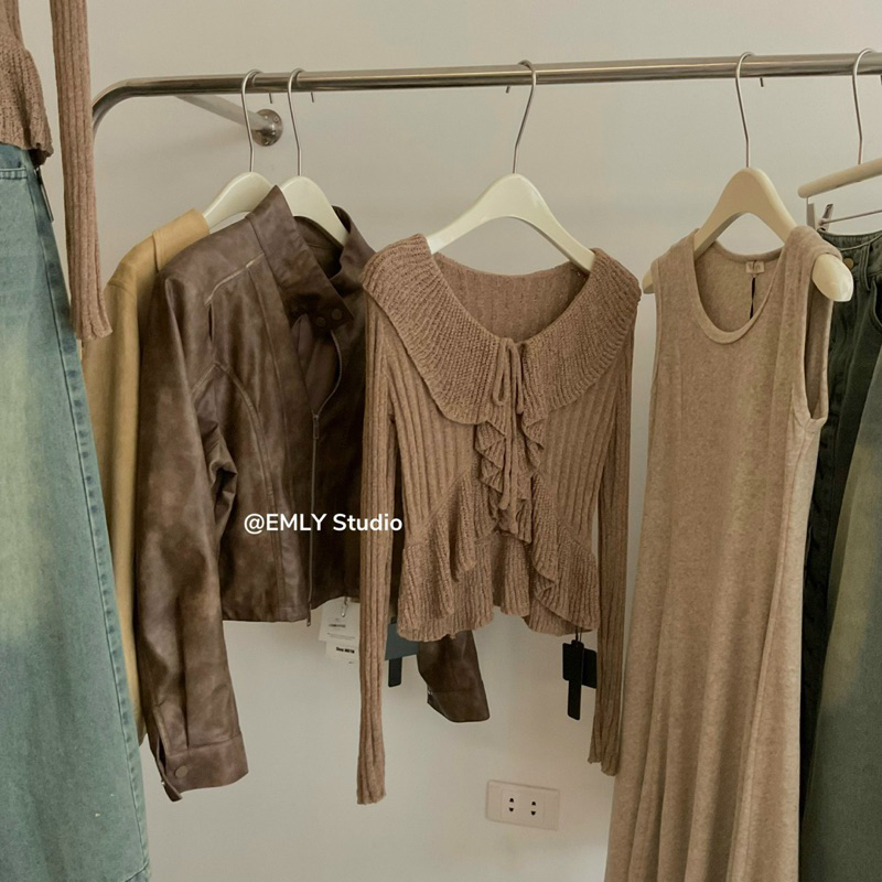 Áo Len Ôm QC Cao Cấp Viền Bèo Màu Nâu Tây Phong Cách Hàn Quốc