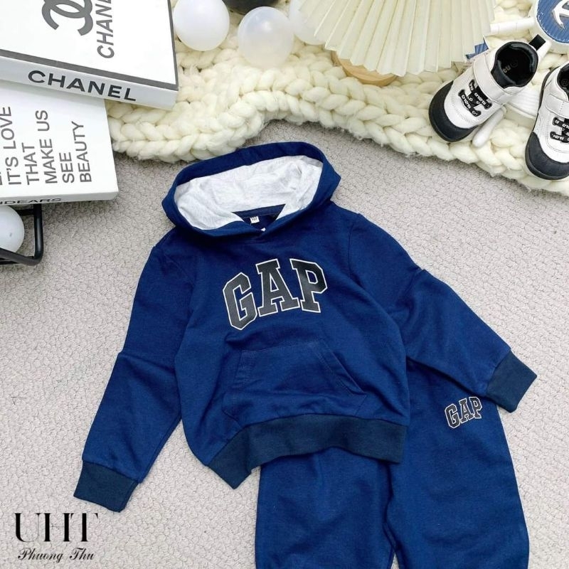 Sét bộ In Chữ GAP Cotton da cá xuất dư dài tay cho bé trai 9-24kg