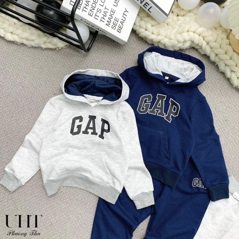 Sét bộ In Chữ GAP Cotton da cá xuất dư dài tay cho bé trai 9-24kg