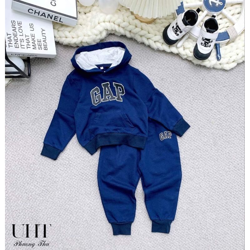 Sét bộ In Chữ GAP Cotton da cá xuất dư dài tay cho bé trai 9-24kg