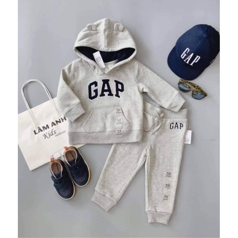 Sét bộ In Chữ GAP Cotton da cá xuất dư dài tay cho bé trai 9-24kg