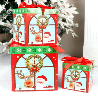 Set 3 hộp quà trang trí gốc cây thông noel