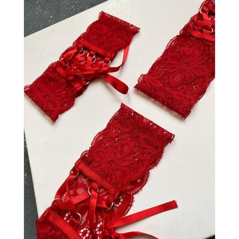 Choker đùi ren đan dây buộc nơ