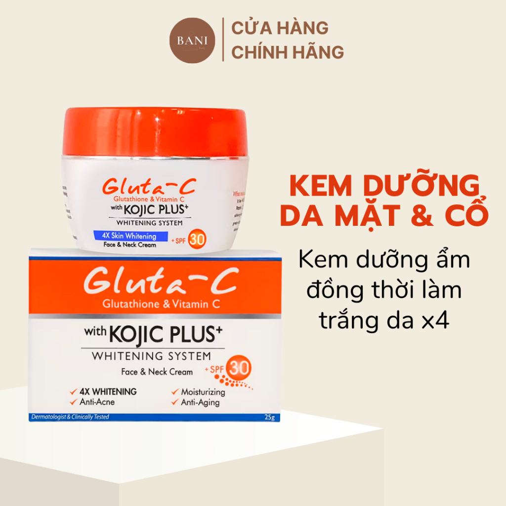 Kem Dưỡng Da Mặt Và Cổ Gluta-C Kojic Plus SPF30 25g