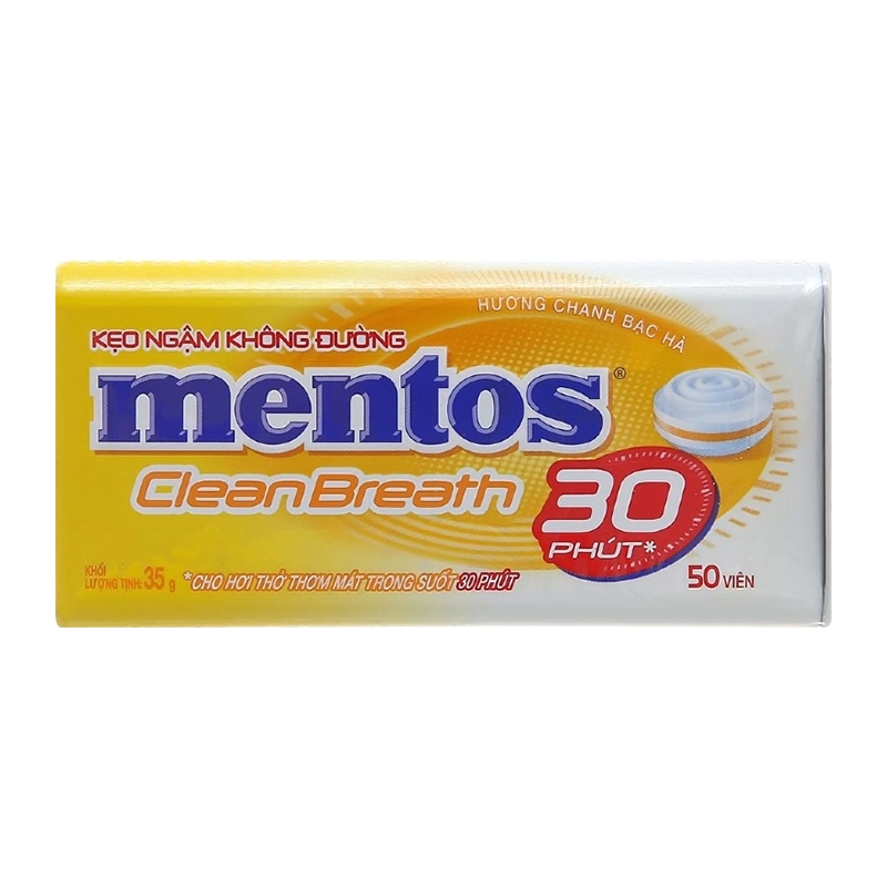 Kẹo ngậm không đường Mentos hũ 50 viên hộp 35g (hương chanh, đào, back hà, khuynh diệp)