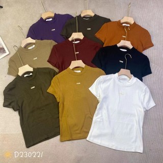 Áo thun nữ tay ngắn cổ lọ tròn tag sắt X hàng Quảng Châu chất cotton, áo phông mùa hè form vừa chất mát đơn giản 230221