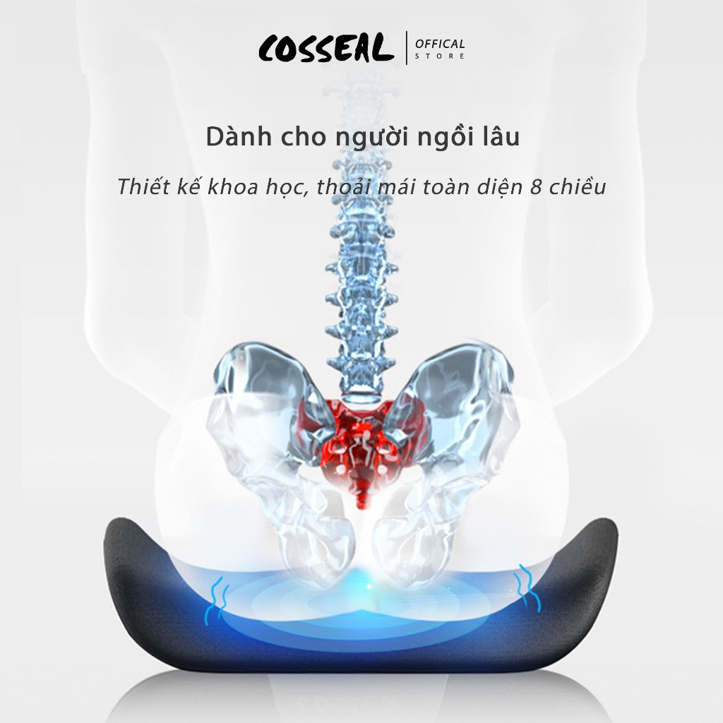 Đệm Mông Cosseal Công Thái Học Cao Su Non Gối Ngồi Thoáng Khí Đệm Lót Ghế Văn Phòng Ô Tô Xe Hơi