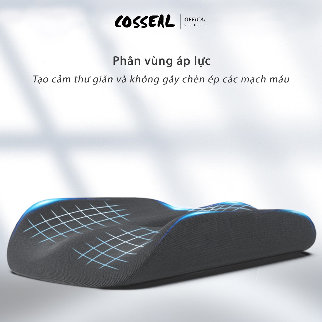Đệm Mông Cosseal Công Thái Học Cao Su Non Gối Ngồi Thoáng Khí Đệm Lót Ghế Văn Phòng Ô Tô Xe Hơi